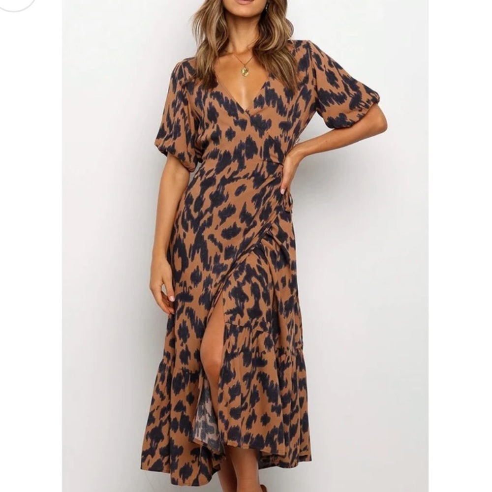 Leopard wrap dress